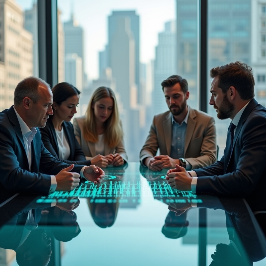 Innovación para empresas establecidas Ejecutivos discutiendo estrategias de innovación
